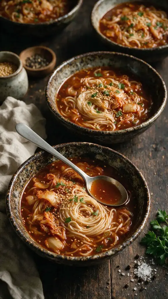 Scharfe Kimchi-Nudelsuppe