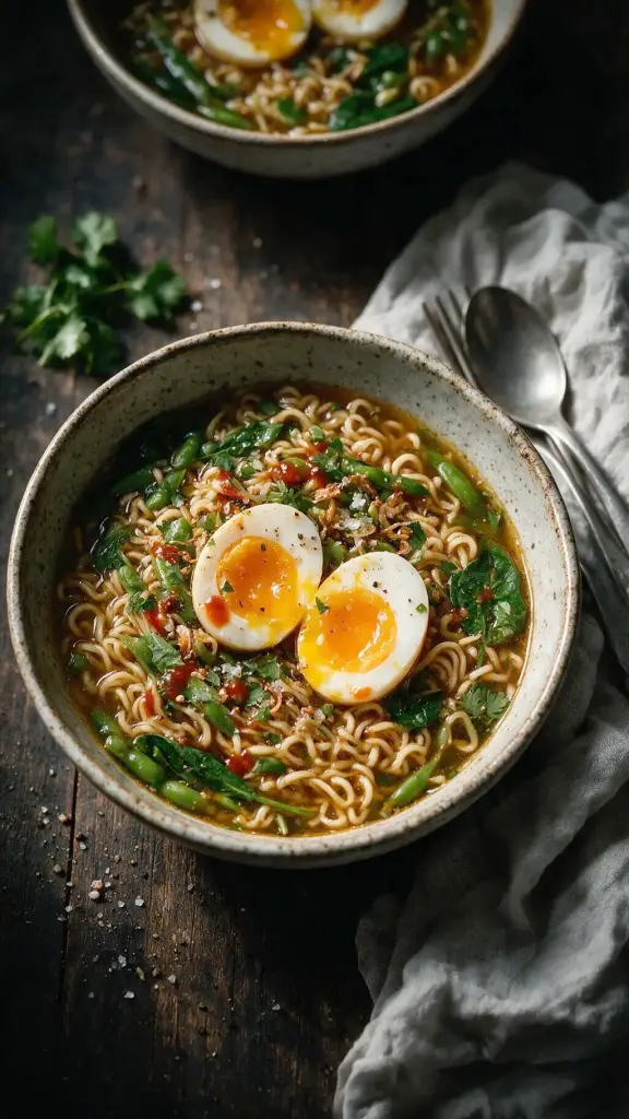 Schnelle Instant-Ramen mit Ei
