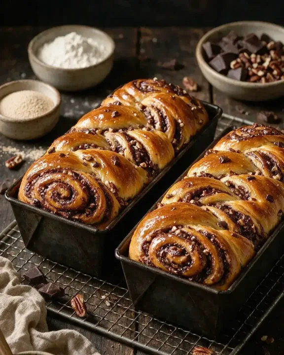 Geflochtener Schoko-Hefekuchen (KI-Illustration)