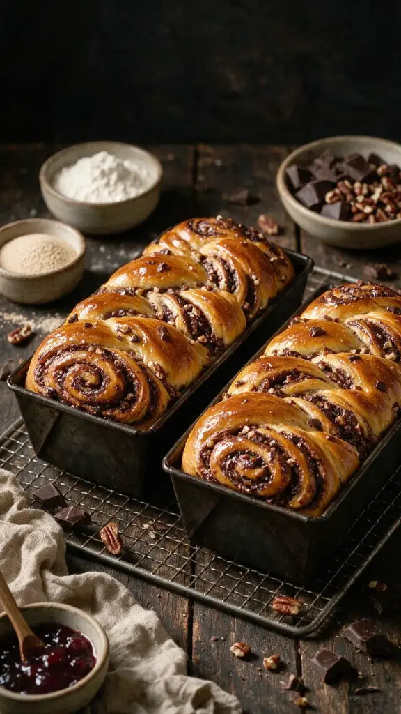 Geflochtener Schoko-Hefekuchen