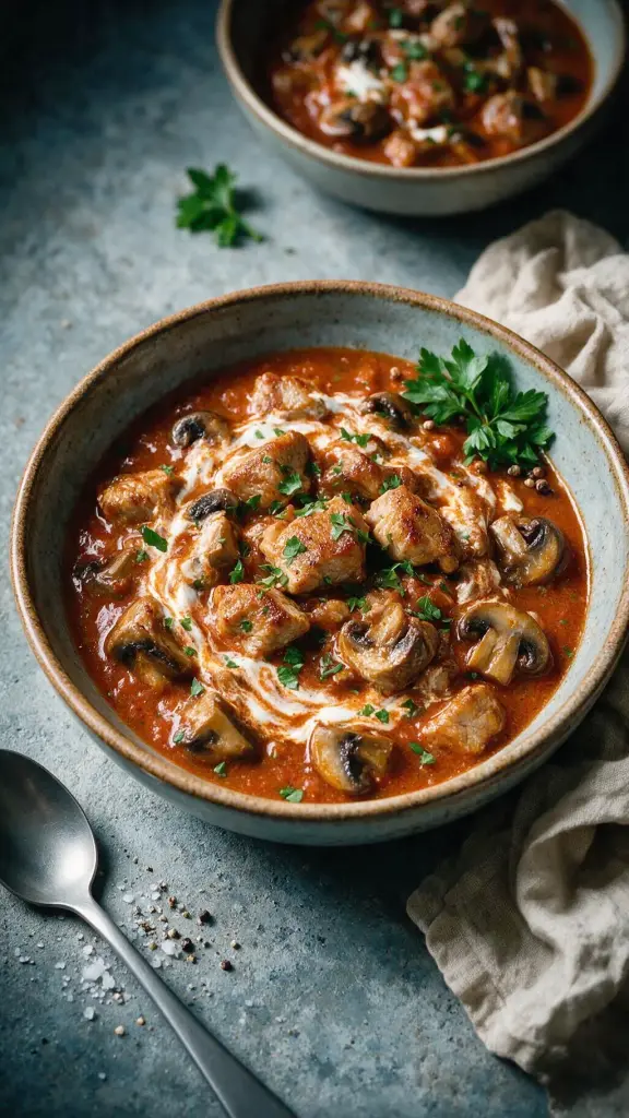 Schweinegulasch mit Pilzen