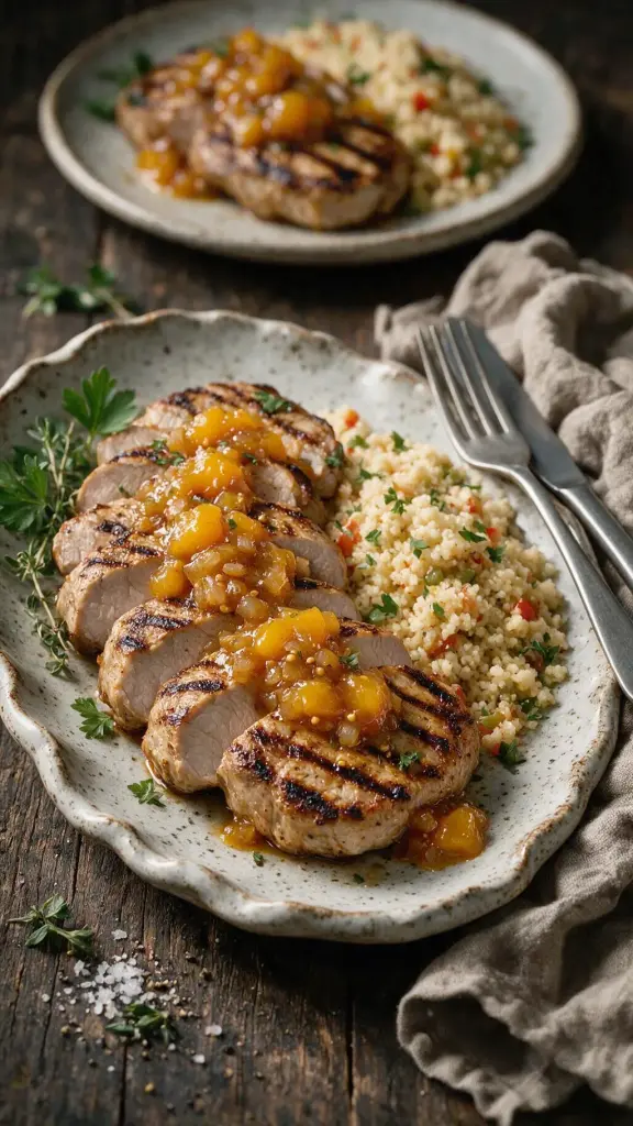 Schweinelende mit Pfirsich-Chutney