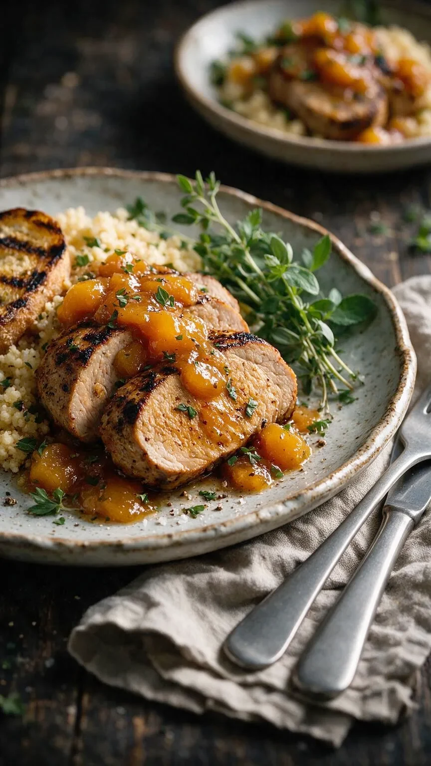 Schweinelende mit Pfirsich-Chutney