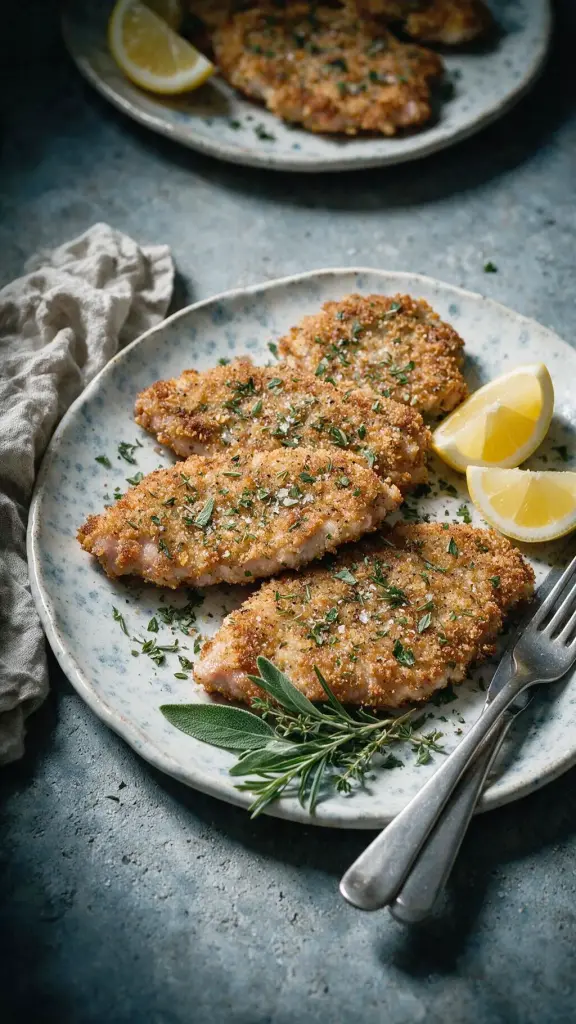 Schweineschnitzel in Kräuterpanade