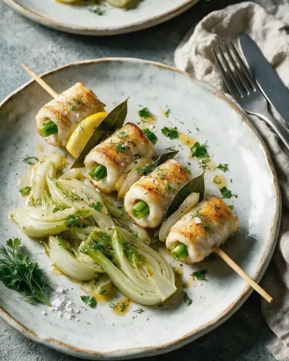 Seezungenspieße mit Fenchel (KI-Illustration)
