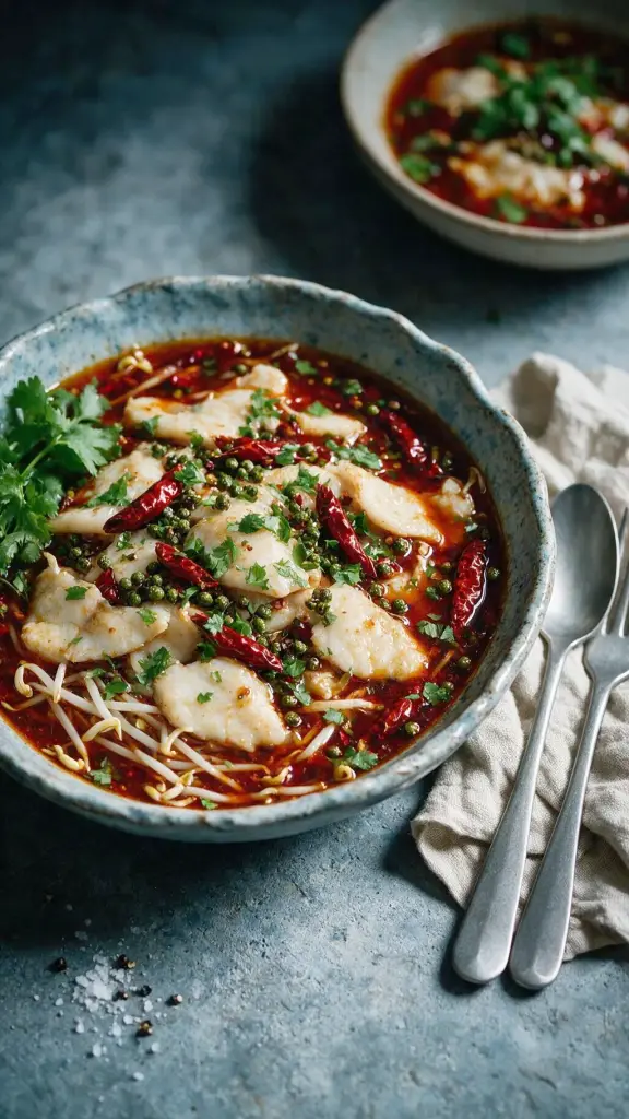 Pochierter Fisch mit Sichuan-Málà