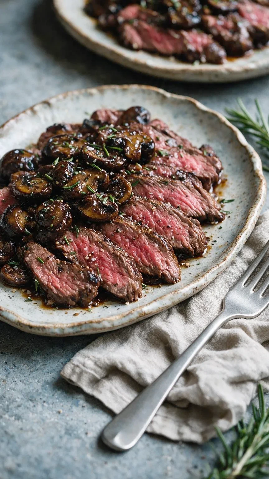 Skirt Steak mit Balsamico-Pilzen