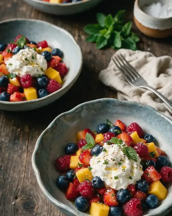 Sommerbeeren mit Vanillecreme (KI-Illustration)