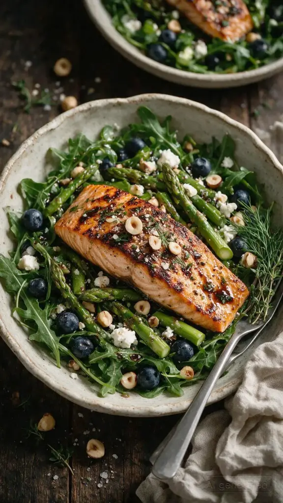 Sommersalat mit gegrilltem Lachs