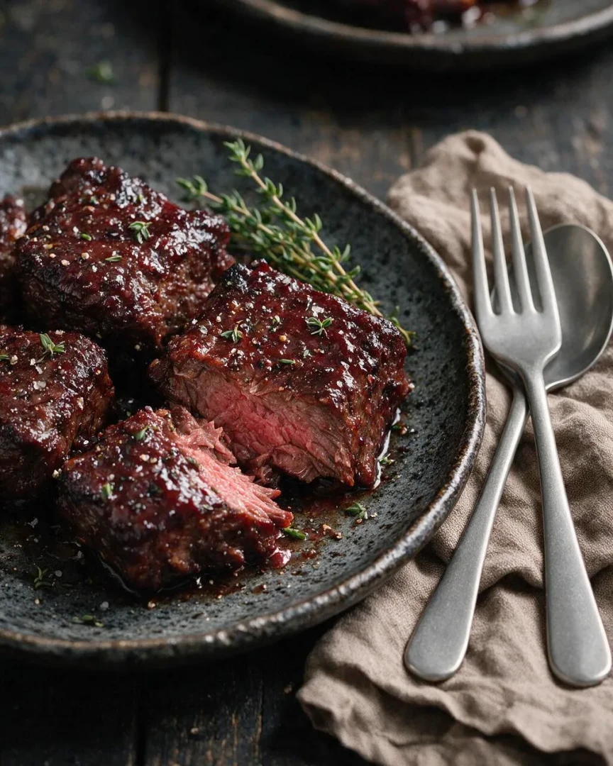Sous-vide-Querrippe mit Glasur (KI-Illustration)