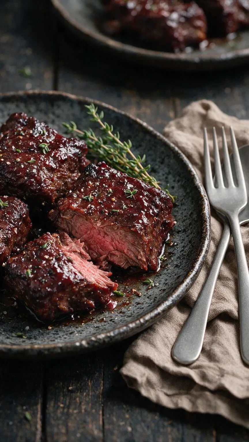 Sous-vide-Querrippe mit Glasur (KI-Illustration)