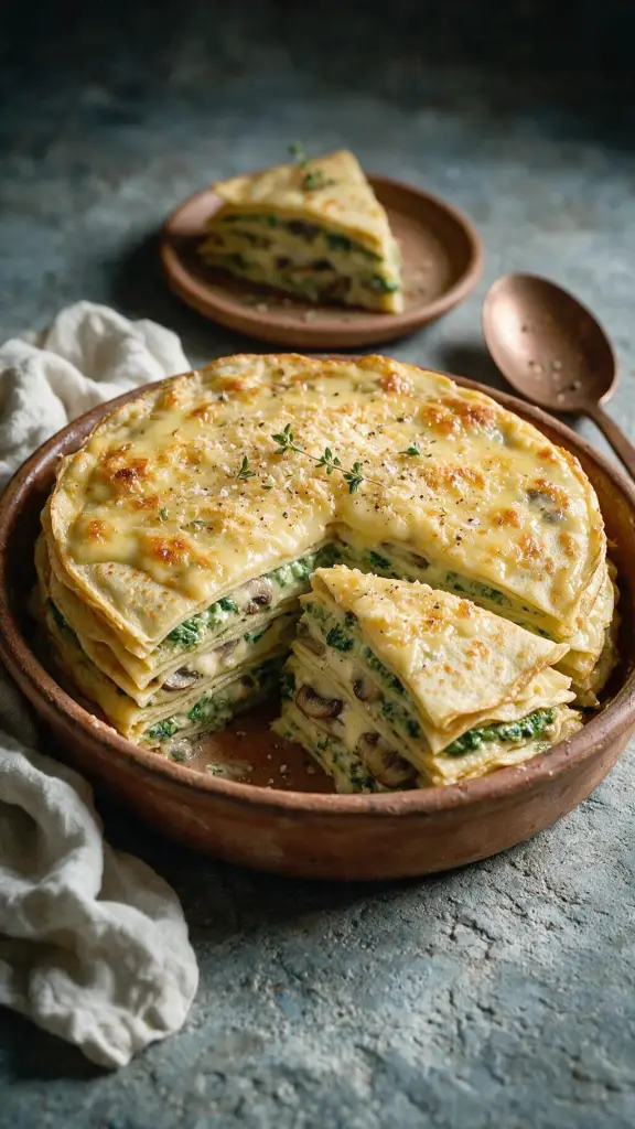 Spinat-Crêpes-Torte