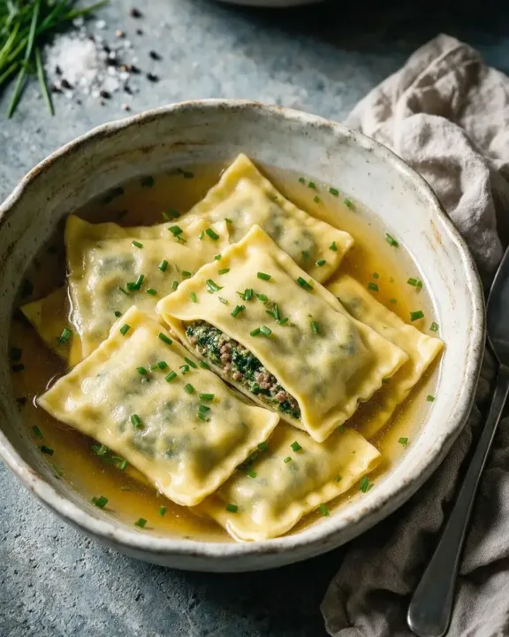 Spinat-Rindfleisch-Maultaschen (KI-Illustration)