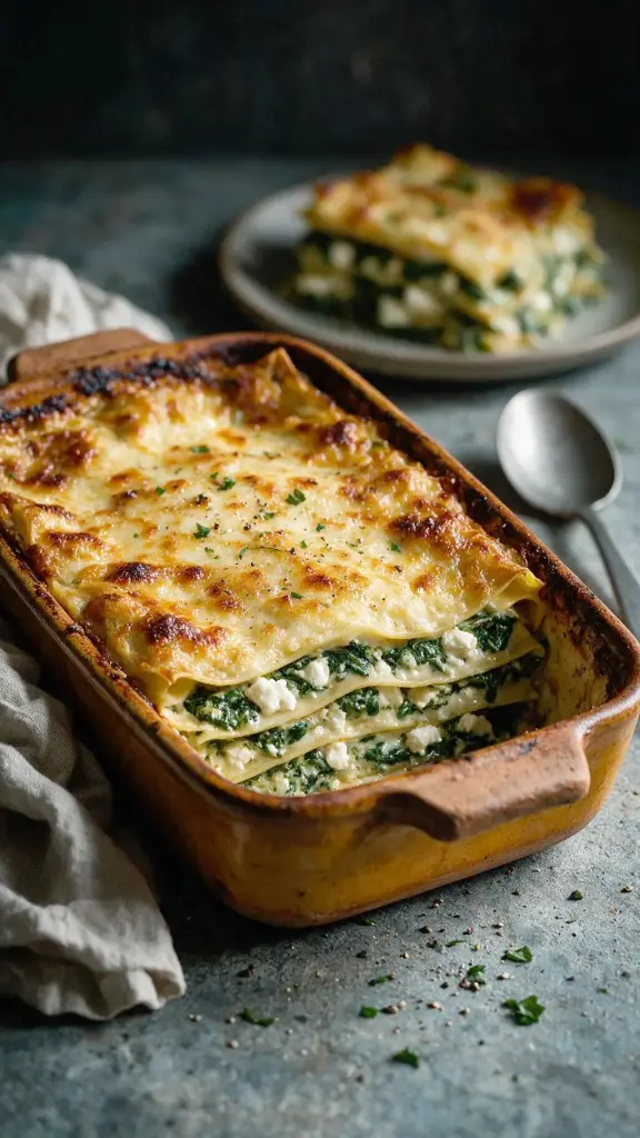 Spinat-Schafskäse-Lasagne