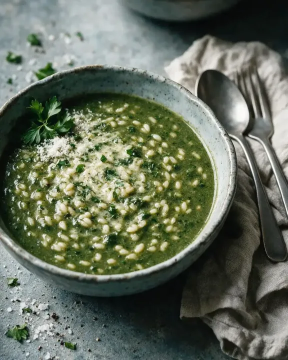 Spinatsuppe mit Reis (KI-Illustration)