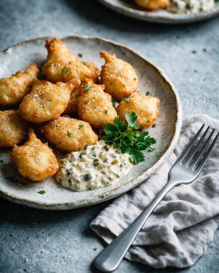Stockfisch-Krapfen mit Sauce Tartare (KI-Illustration)