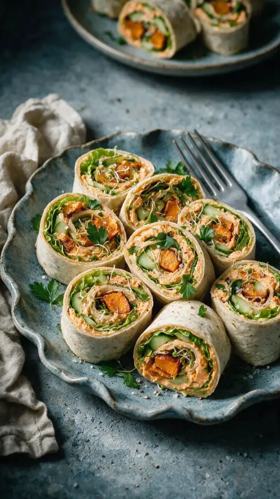 Süßkartoffel-Hummus-Wraps