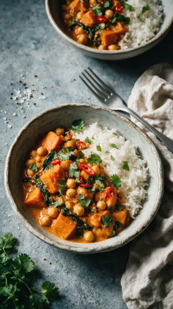 Süßkartoffel-Kichererbsen-Curry