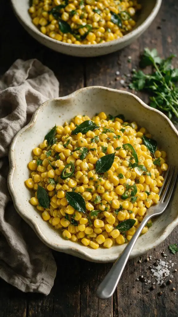 Süßmais mit Curryblättern