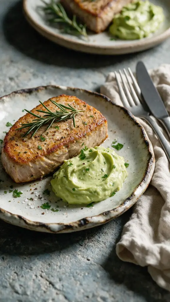 Thunfischsteak auf Avocado