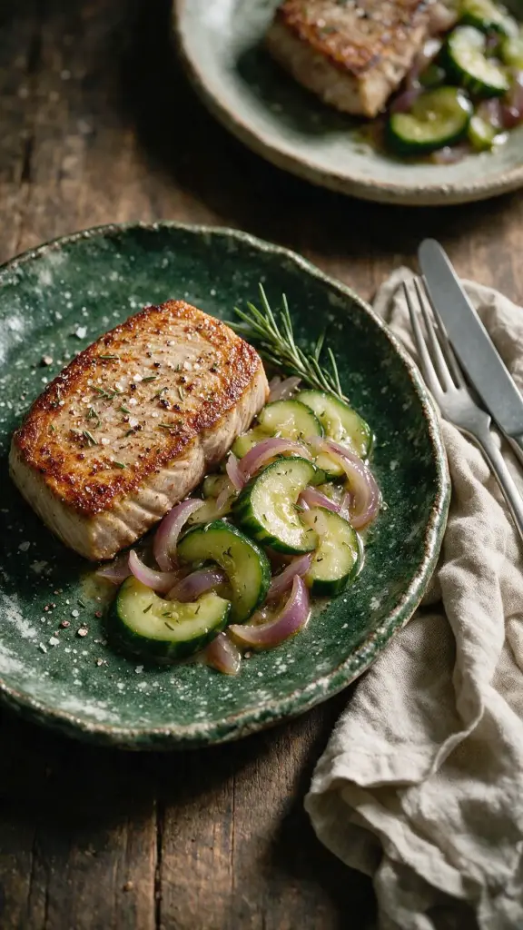 Thunfisch mit Schmorgurke