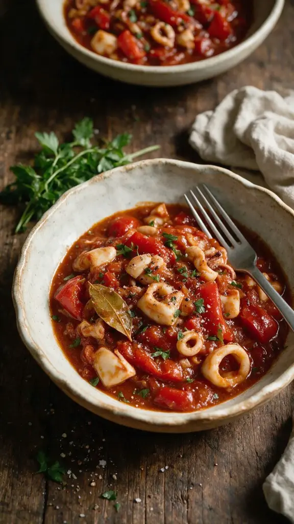 Tintenfisch-Paprika-Eintopf