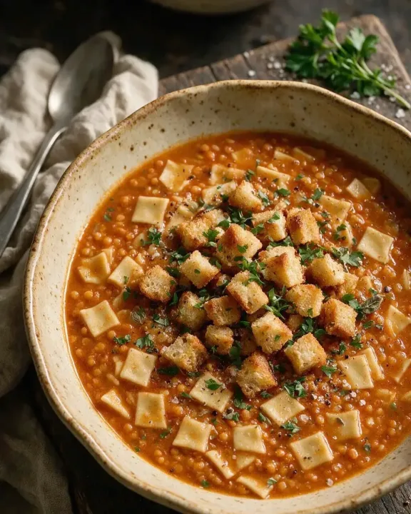 Türkische Linsen-Nudelsuppe (KI-Illustration)