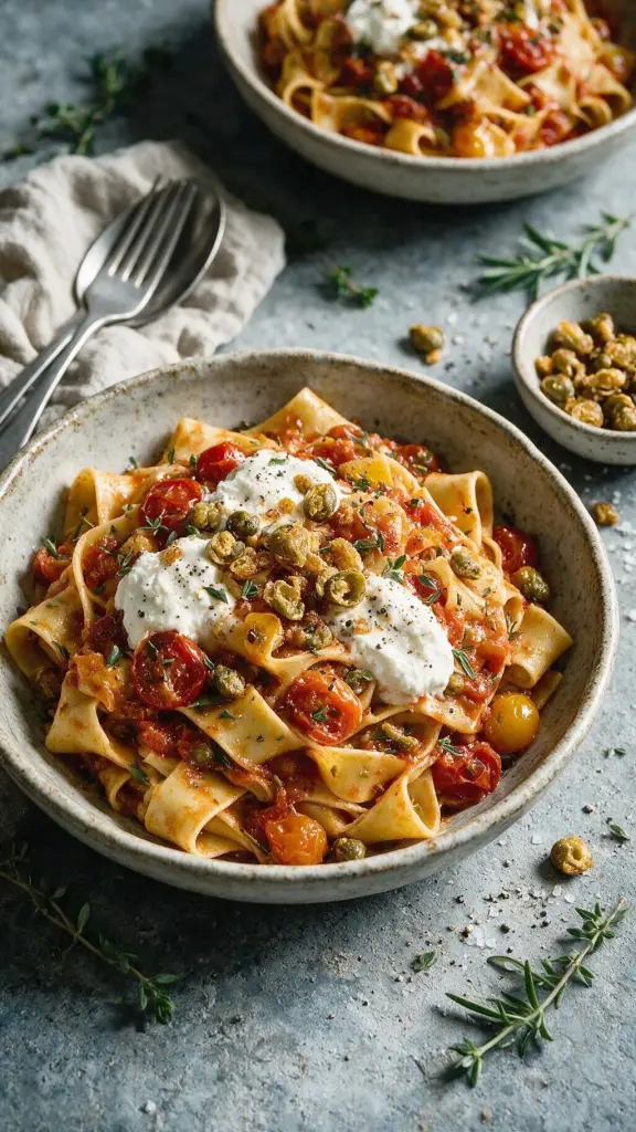 Pappardelle mit gerösteten Tomaten
