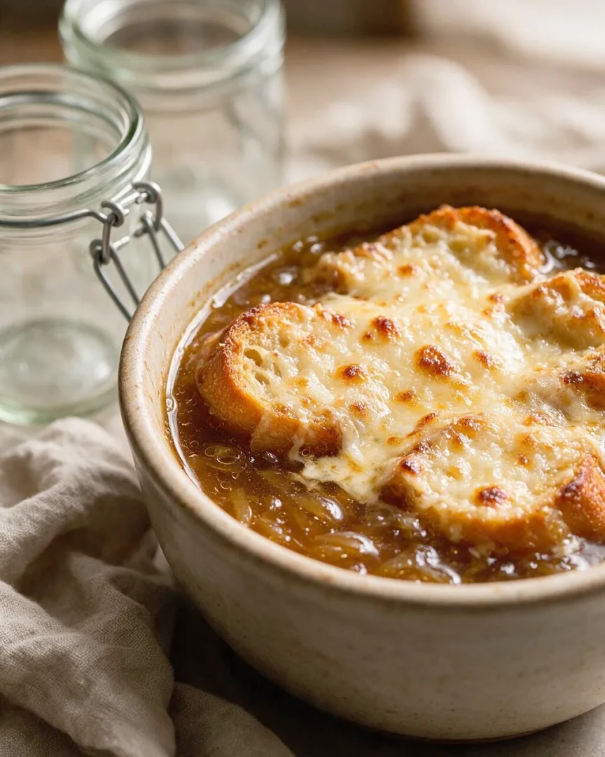 Französische Zwiebelsuppe (KI-Illustration)