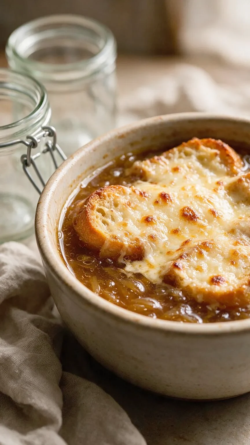 Französische Zwiebelsuppe (KI-Illustration)