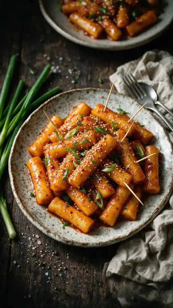 Tteokbokki, gebratene Reiskuchen