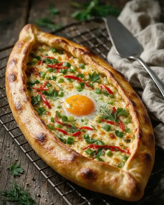 Pide mit Käse und Gemüse (KI-Illustration)
