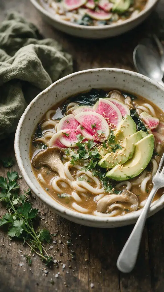 Miso-Suppe mit Udon und Gemüse