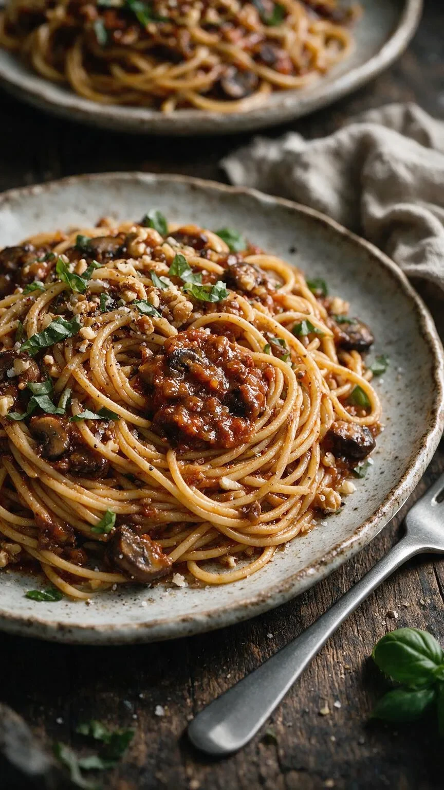 Vegane Bolognese mit Pilzen