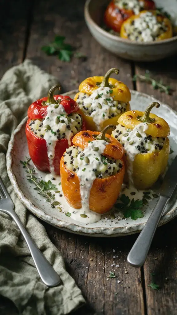 Gefüllte Paprika mit Linsen