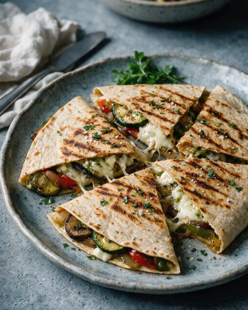 Veggie-Quesadillas mit Grillgemüse (KI-Illustration)