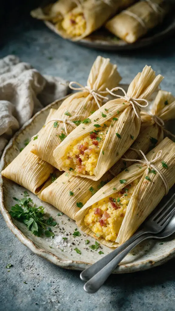 Mais-Tamales mit Speck
