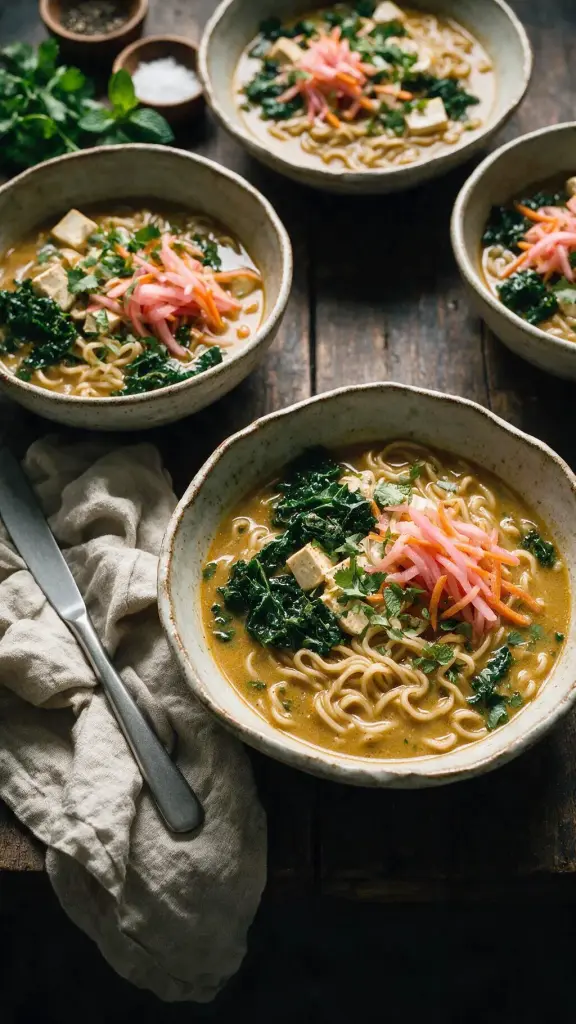 Miso-Nudelsuppe mit Gemüse