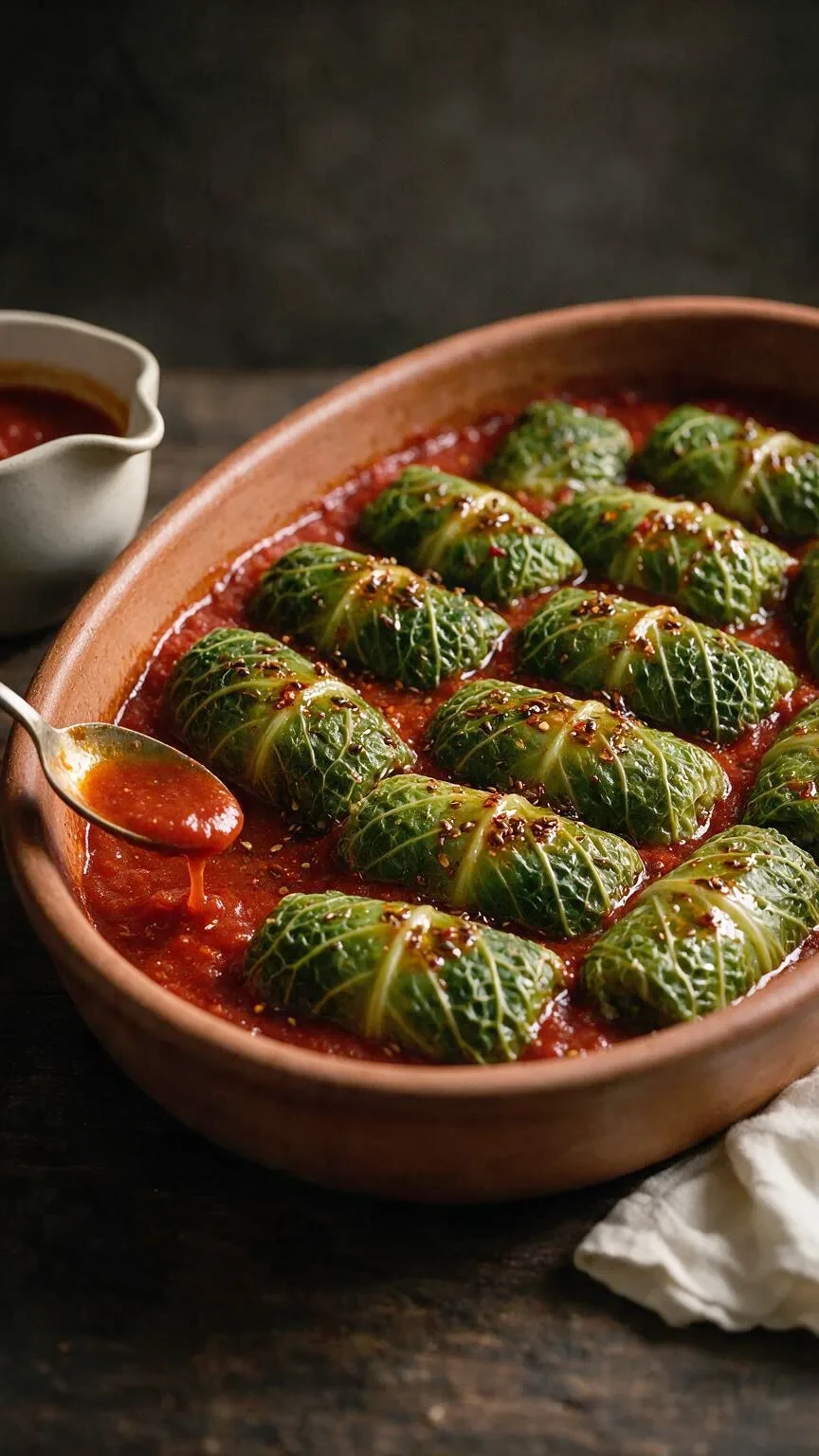 Wirsing-Rouladen mit Linsen