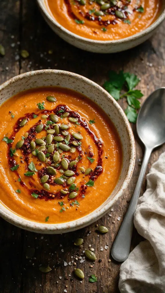 Würzige Kürbissuppe mit Tofu