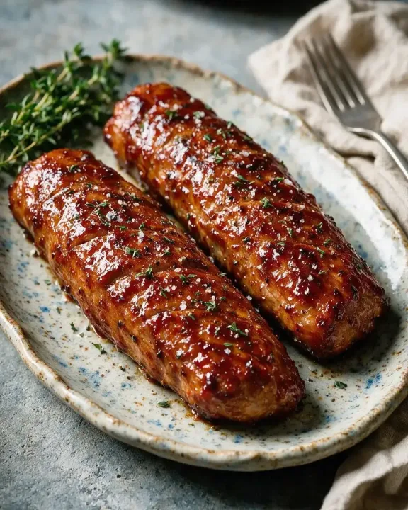 Schweinefilet Ahornsirup-Glace (KI-Illustration)