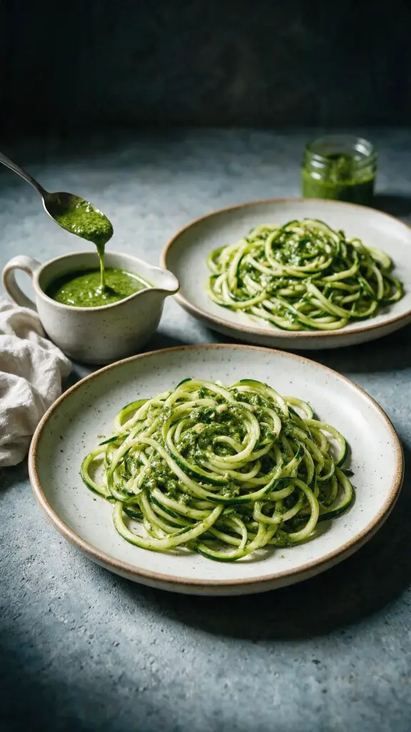Zucchini-Pasta mit Rucola-Pesto