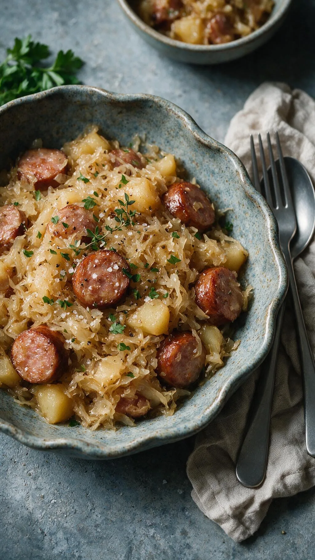 Sauerkraut-Wurst mit Äpfeln