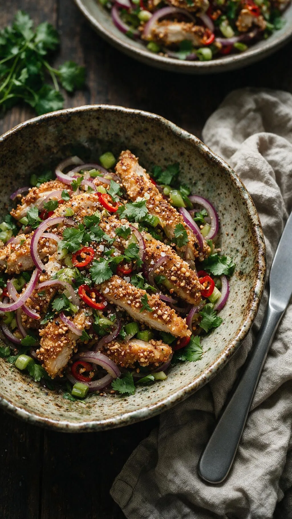 Asia-Salat mit knusprigem Hähnchen