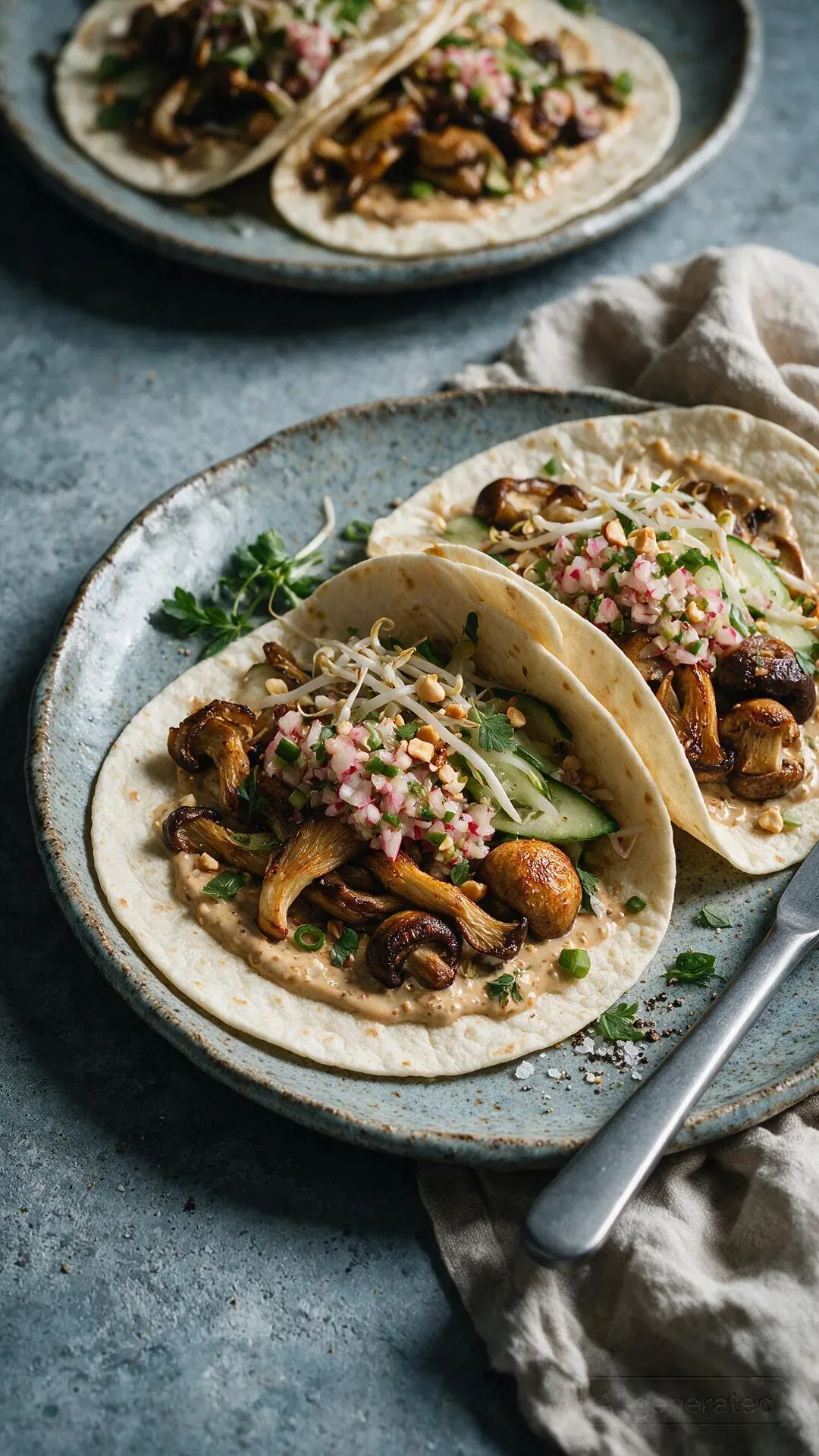 Pilz-Tacos mit Sesamsauce