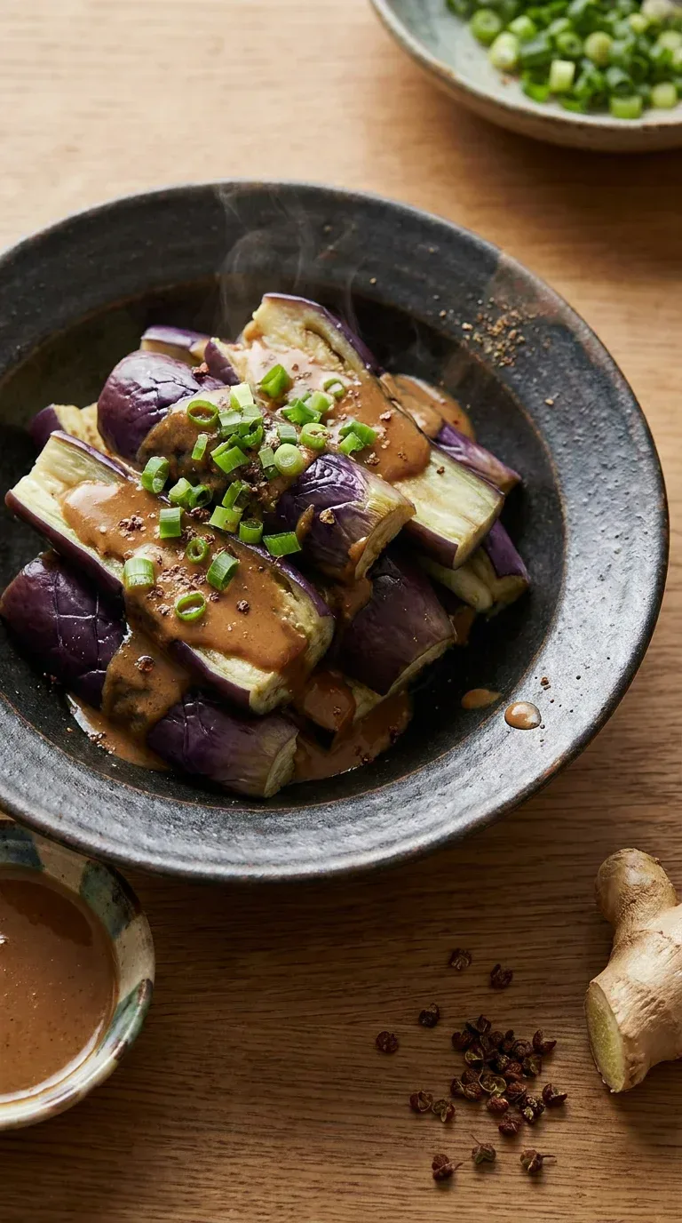 Gedämpfte Aubergine mit Sesamsauce