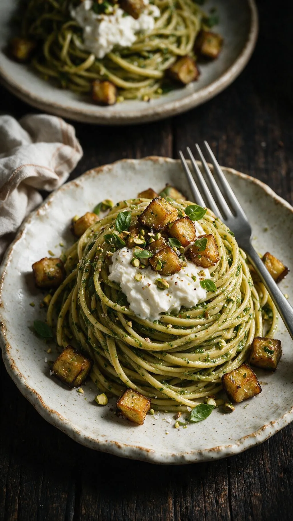 Auberginen-Pasta mit Burrata