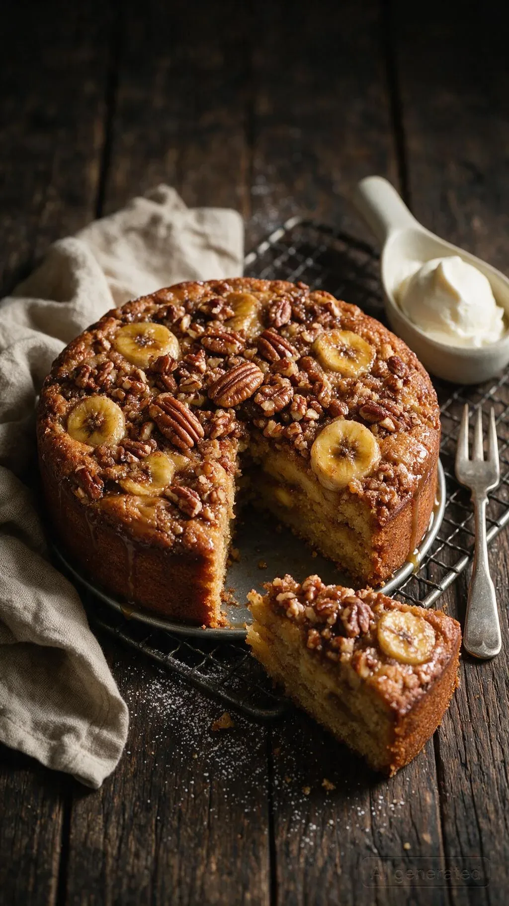 Bananenkuchen mit Pekannüssen