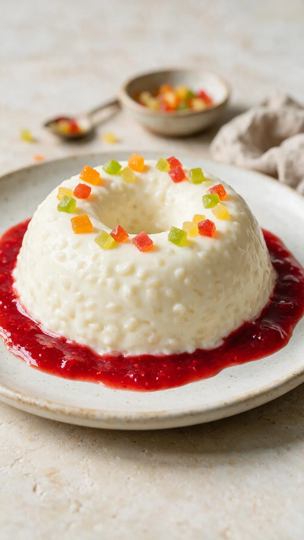 Reiscreme mit Früchten