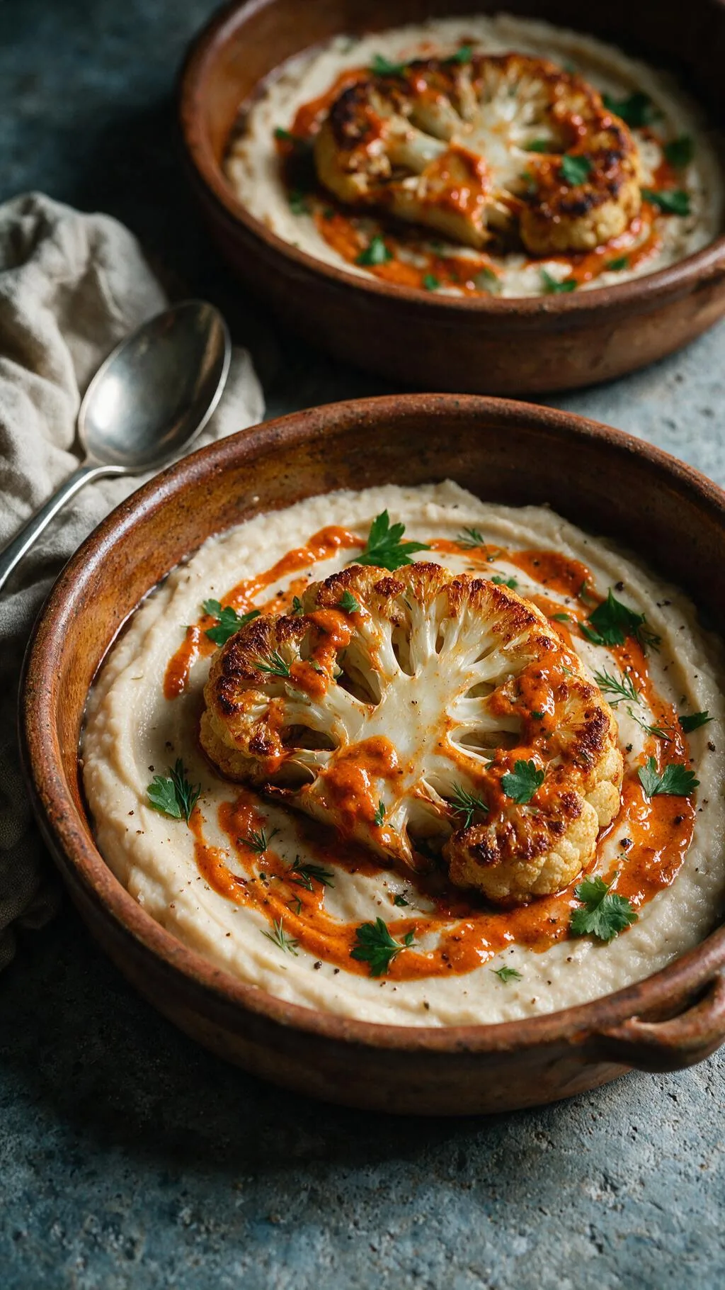 Blumenkohl-Steak mit Harissa-Tahini
